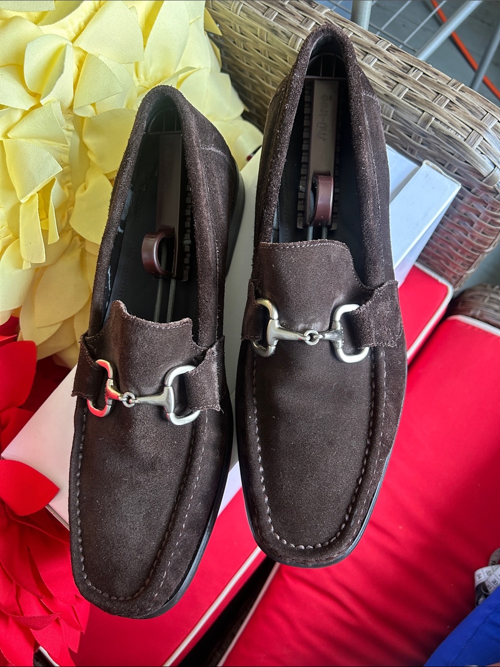 Calvin Klein Dark Brown Suede Horsebit Loafers - Picture 3 of 7